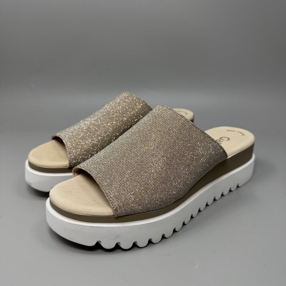 Gabor platform leather slip on sandal shoes Sparkly Beige Size 7.5 US - Picture 3 of 7